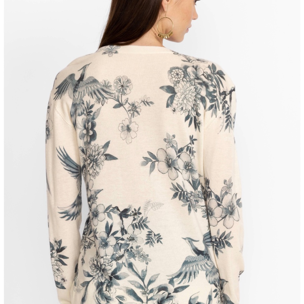 👍SOLD👍Johnny Was Anahi Printed Pullover Ivory V-Neck Long Sleeve Cashmere/Wool - Picture 4 of 13